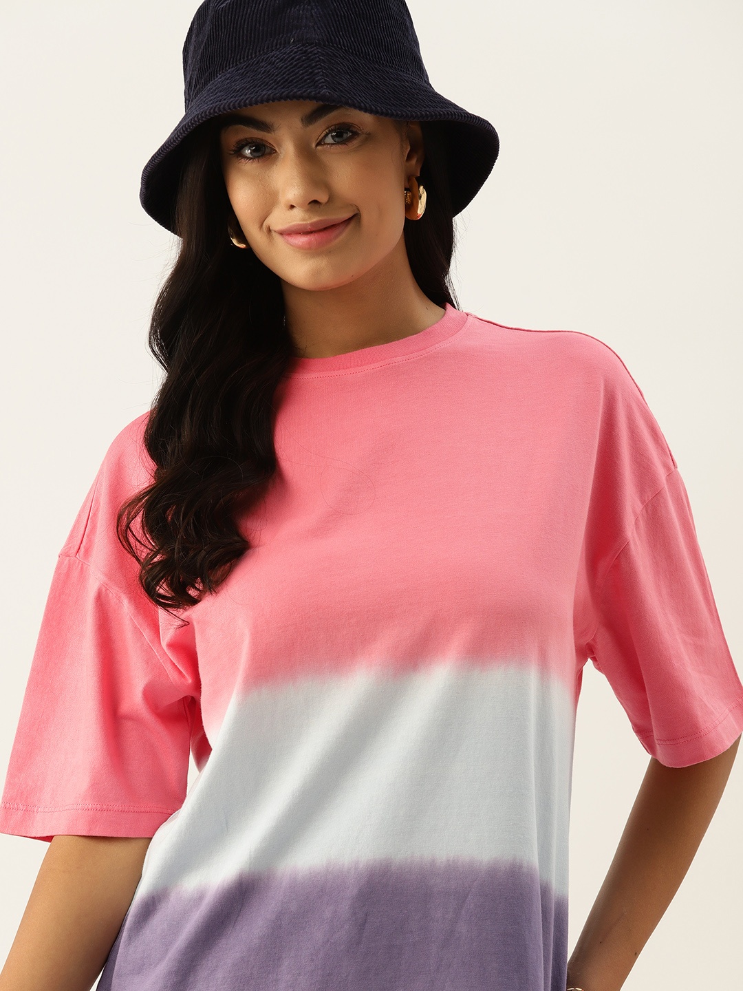 

DressBerry Dyed Oversized Pure Cotton T-shirt, Pink