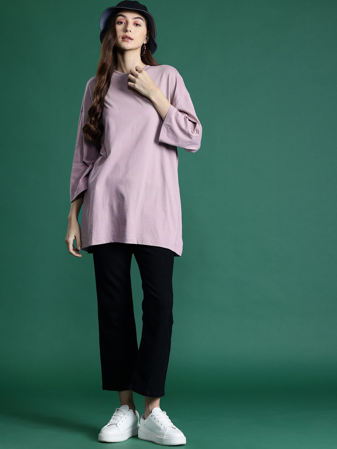 

DressBerry Women Oversized Pure Cotton T-shirt, Lavender