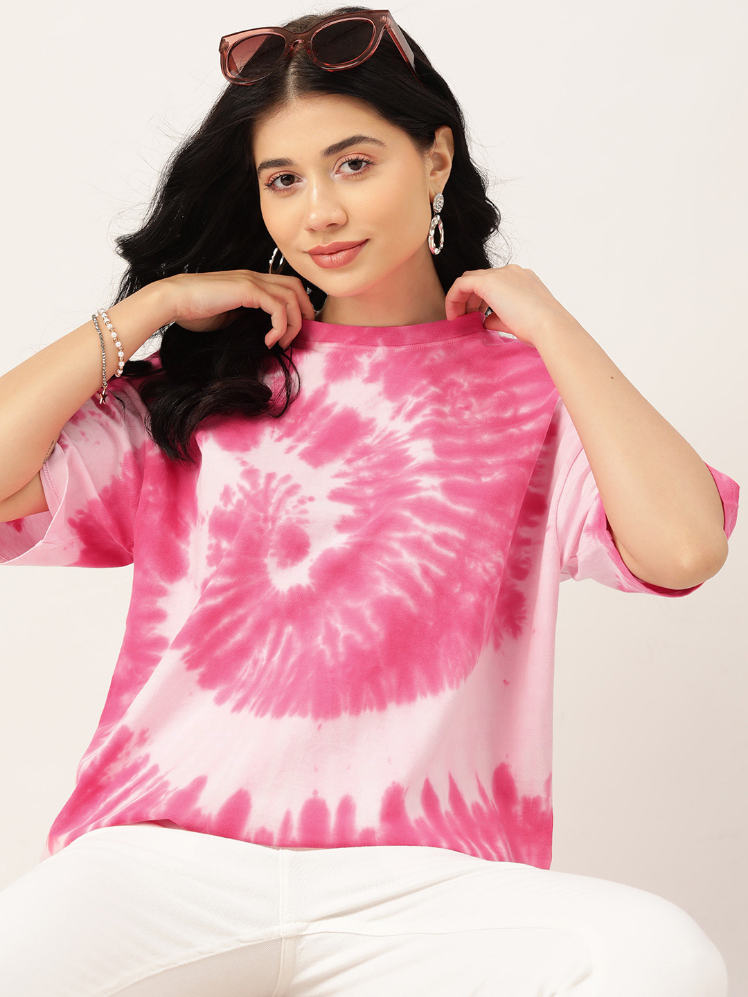 

DressBerry Tie and Dye Pure Cotton T-shirt, Pink