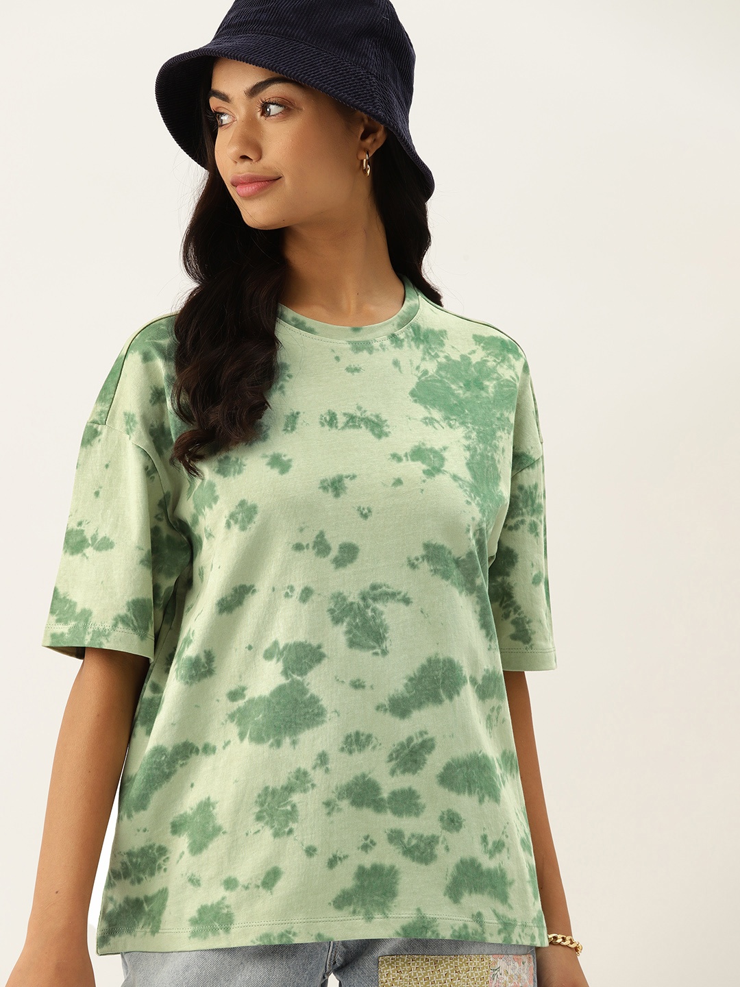 

DressBerry Tie and Dye Pure Cotton T-shirt, Green