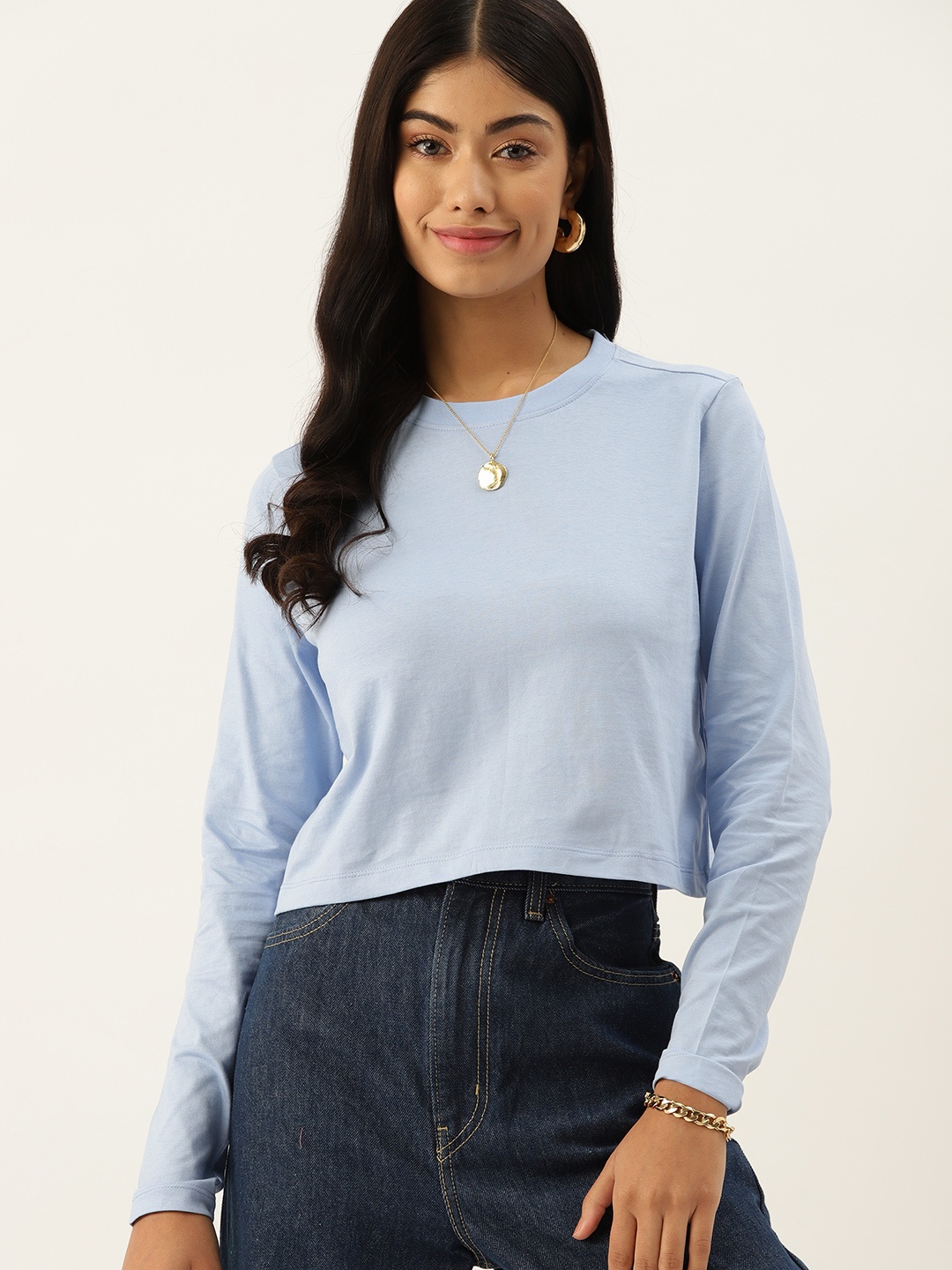 

DressBerry Pure Cotton Boxy T-shirt, Blue