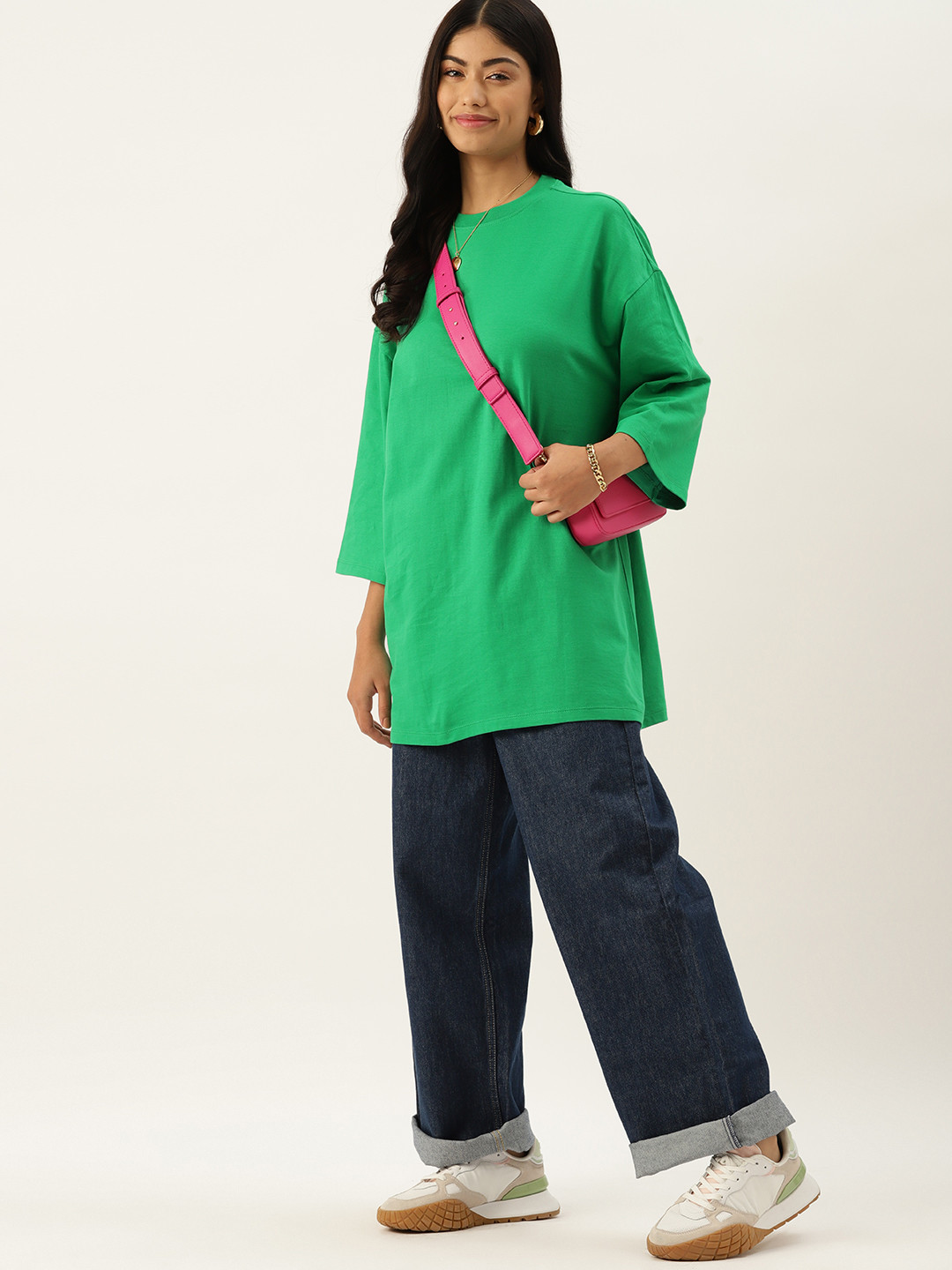 

DressBerry Oversized Pure Cotton T-shirt, Green