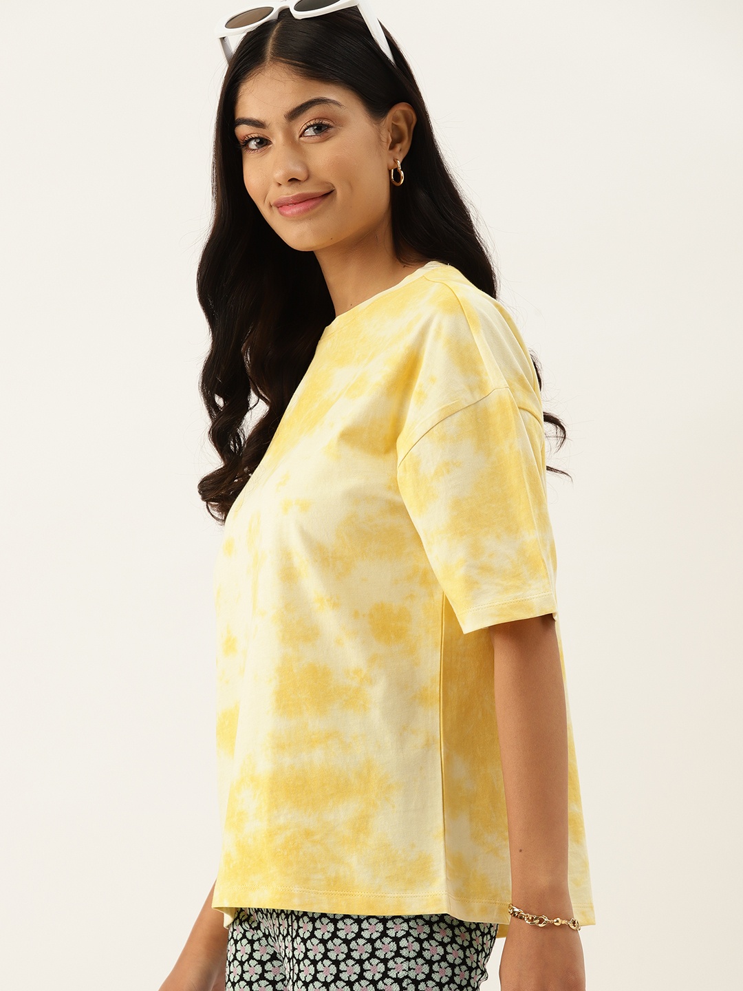 

DressBerry Tie and Dye Pure Cotton T-shirt, Yellow