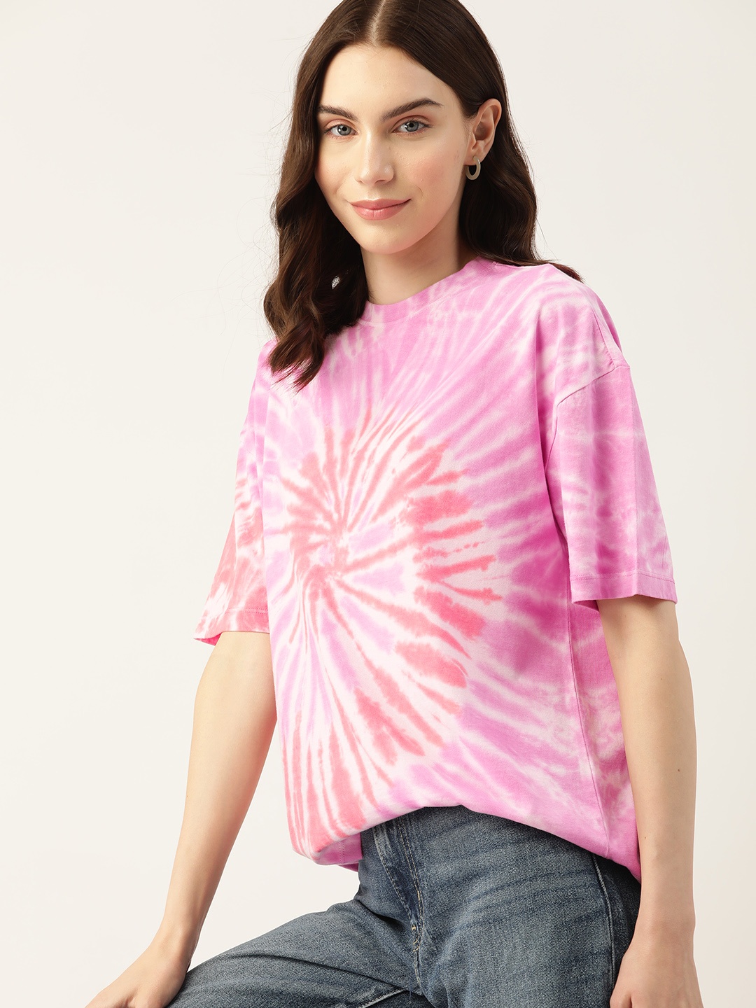 

DressBerry Women Tie & Dye Pure Cotton T-shirt, White