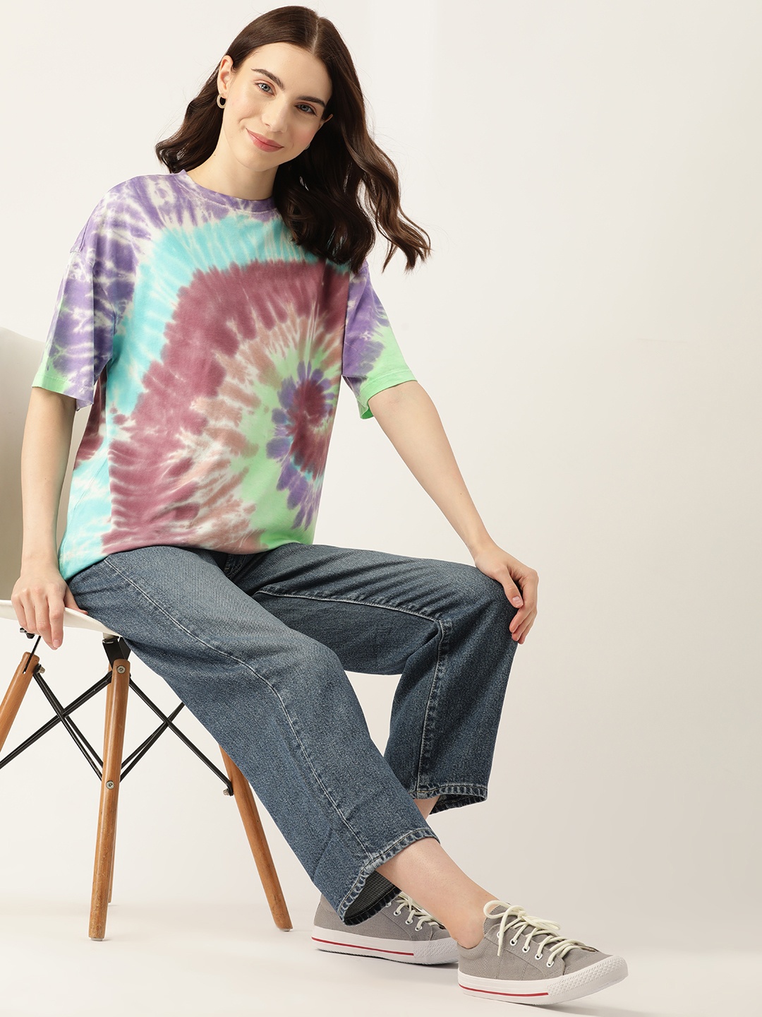 

DressBerry Women Tie & Dye Pure Cotton T-shirt, Blue