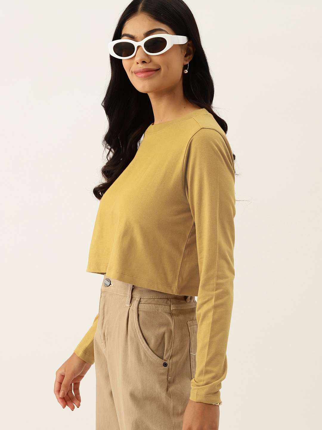 

DressBerry Pure Cotton Crop T-shirt, Mustard