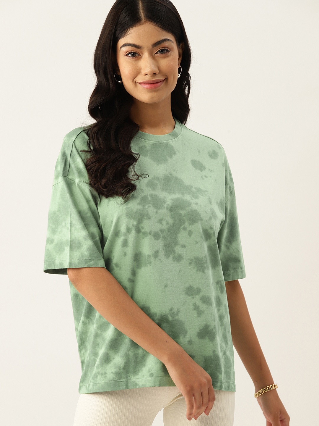 

DressBerry Tie and Dye Pure Cotton T-shirt, Green