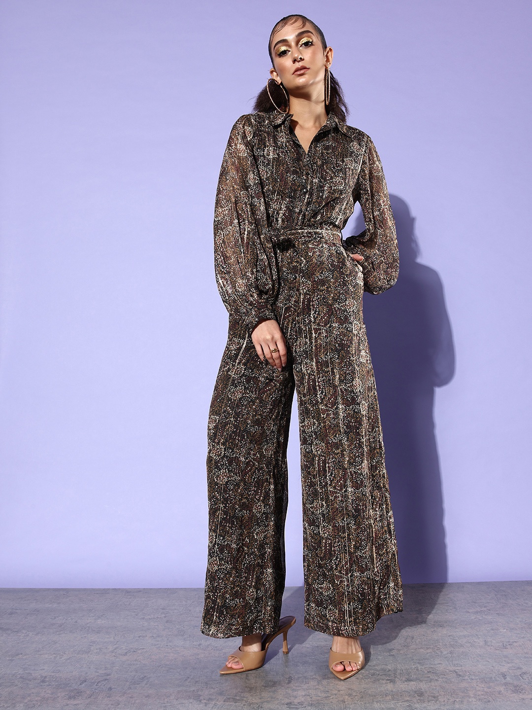 

QUIERO Printed Basic Jumpsuit, Black