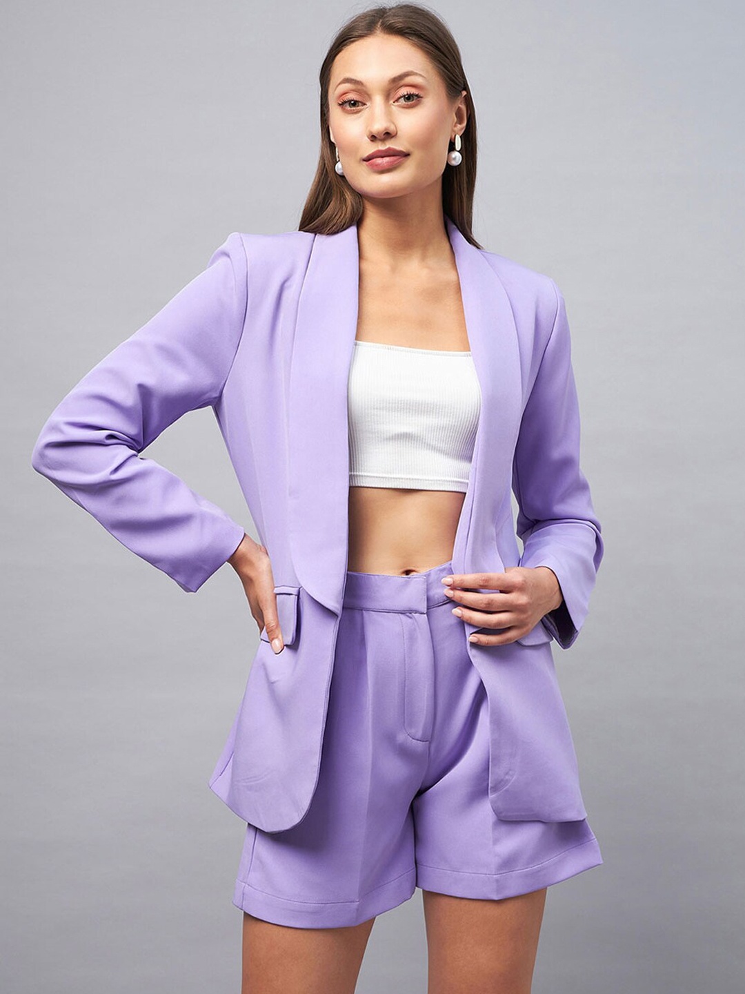 

DELAN Blazer With Shorts Co-Ords, Lavender