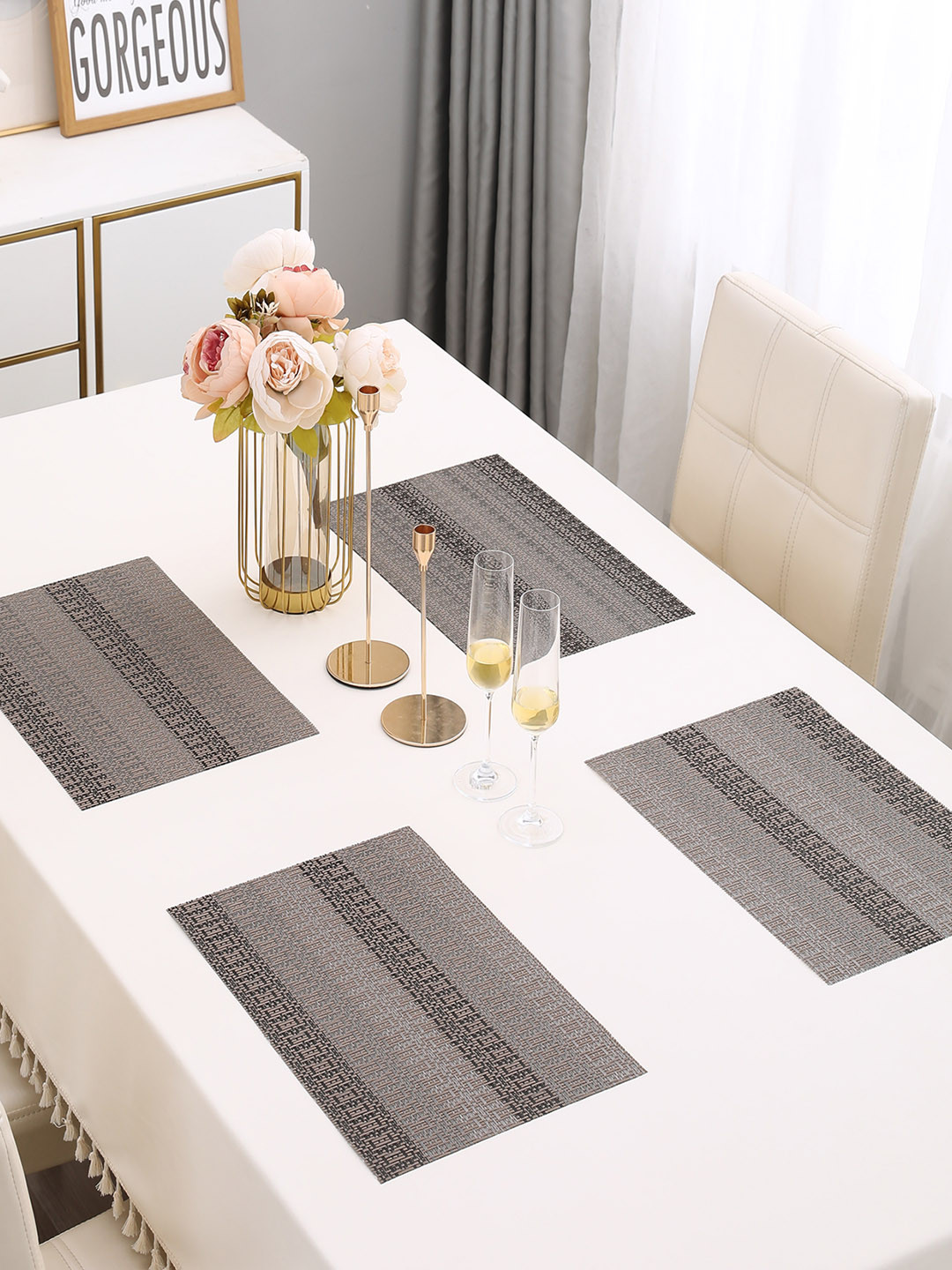 

HOKIPO 4 Pieces Grey & Brown Textured Table Placemats