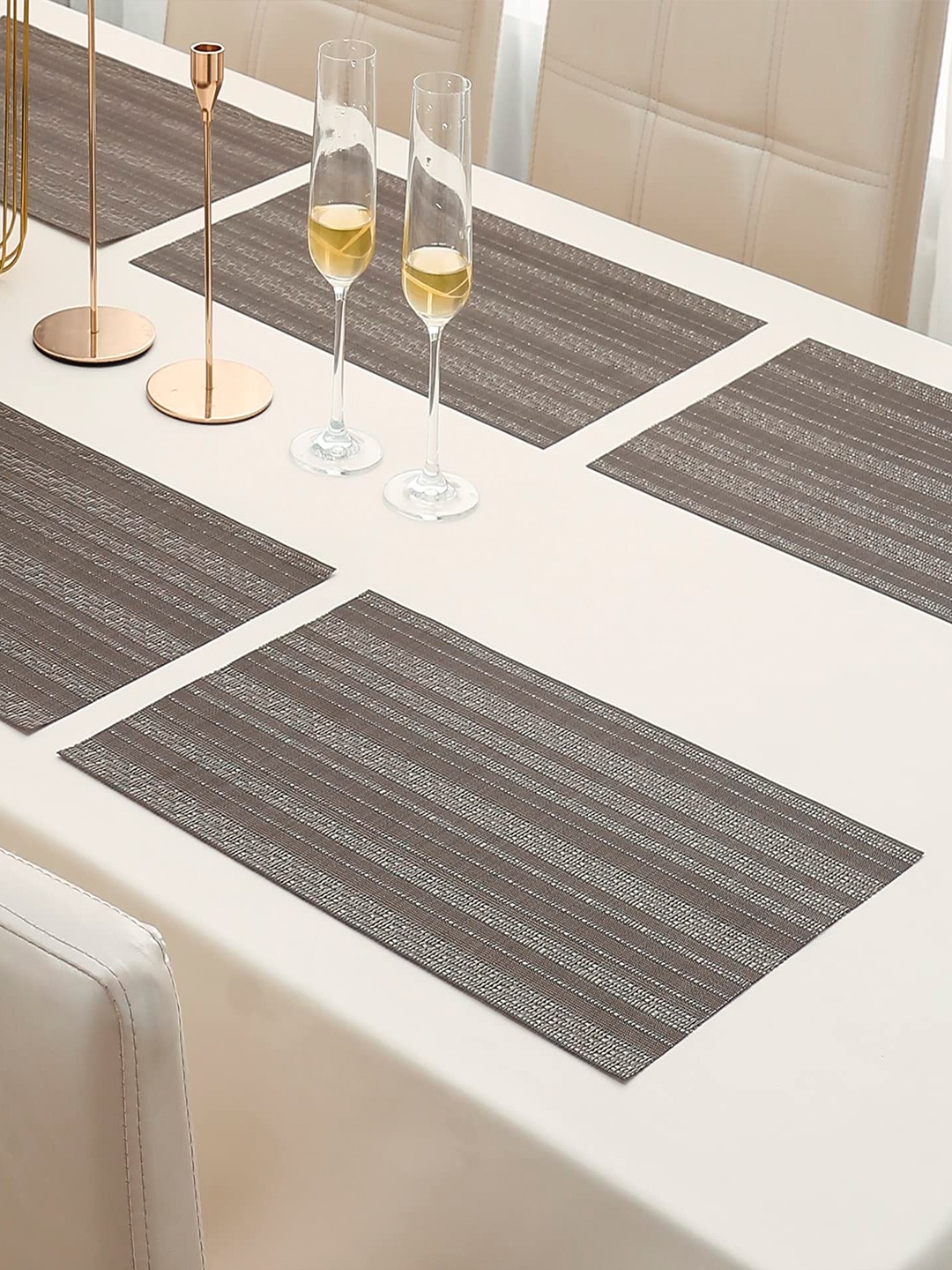 

HOKIPO 6 Piece Grey Textured Table Placemats