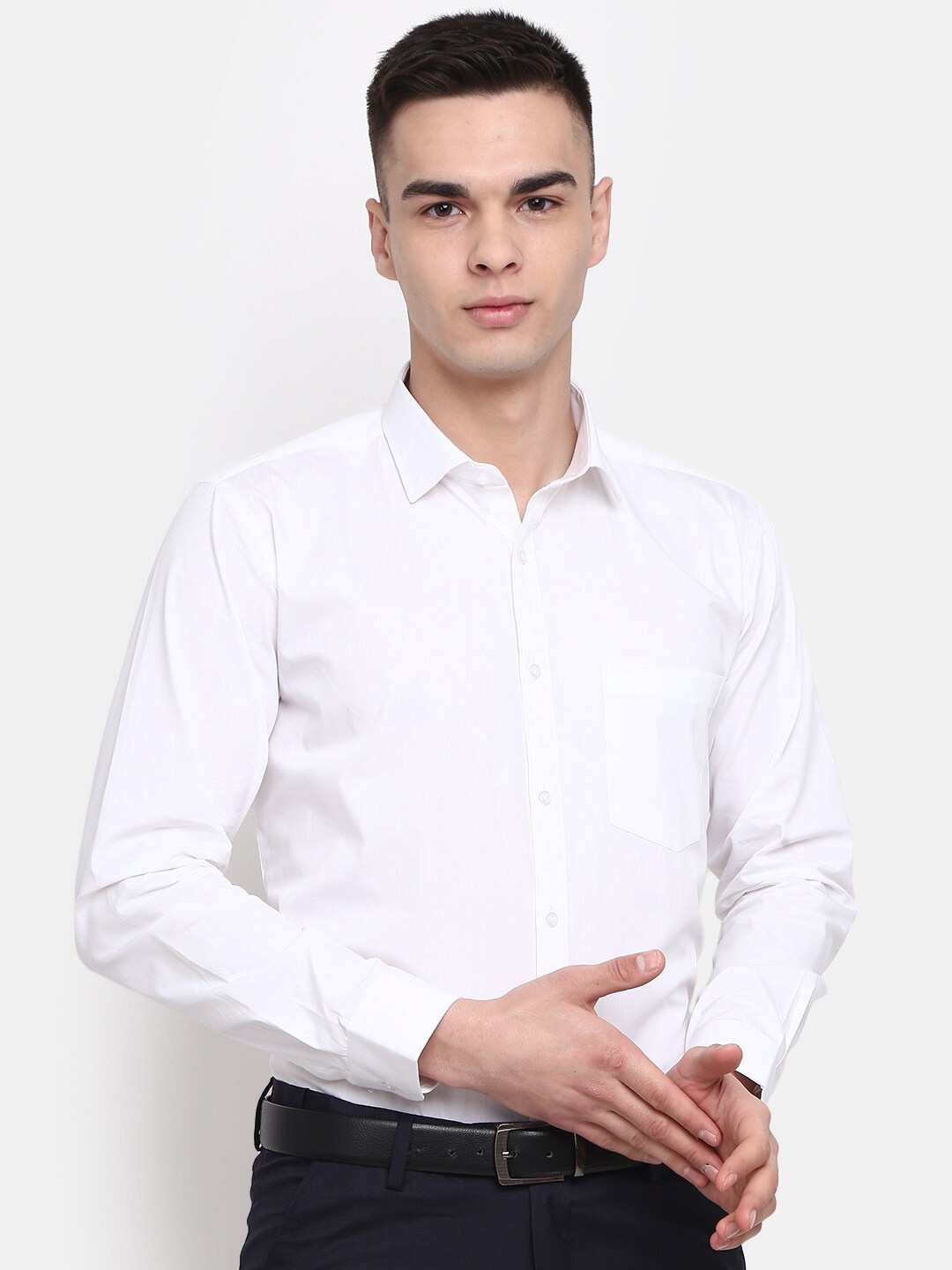 

V-Mart Spread Collar Cotton Formal Shirt, White