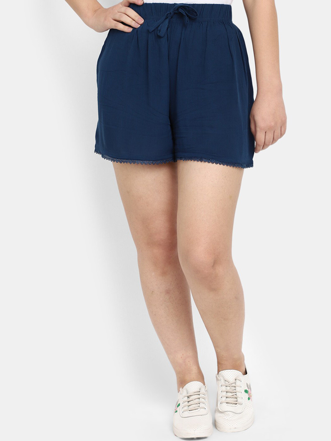 

V-Mart Women Mid Rise Cotton Shorts, Navy blue