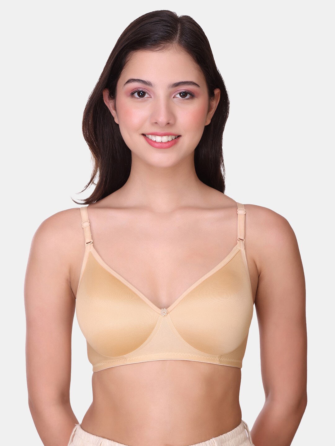 

POOJA RAGENEE Seamless Lightly Padded Non-Wired Full Coverage Bra, Nude