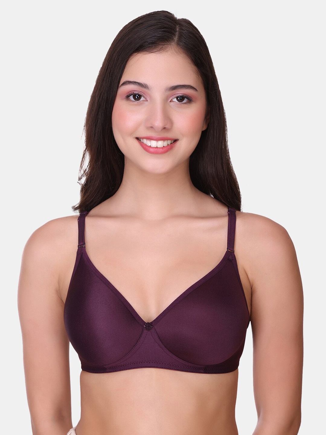 

POOJA RAGENEE Seamless Lightly Padded Non-Wired Full Coverage Bra, Burgundy