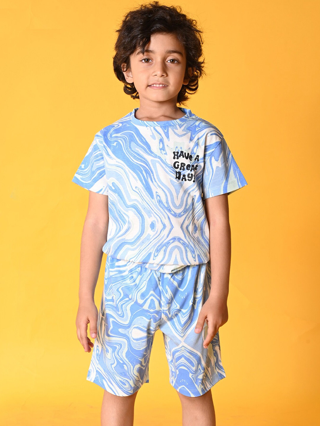 

Anthrilo Boys Abstract Printed Pure Cotton Night Suit, Blue