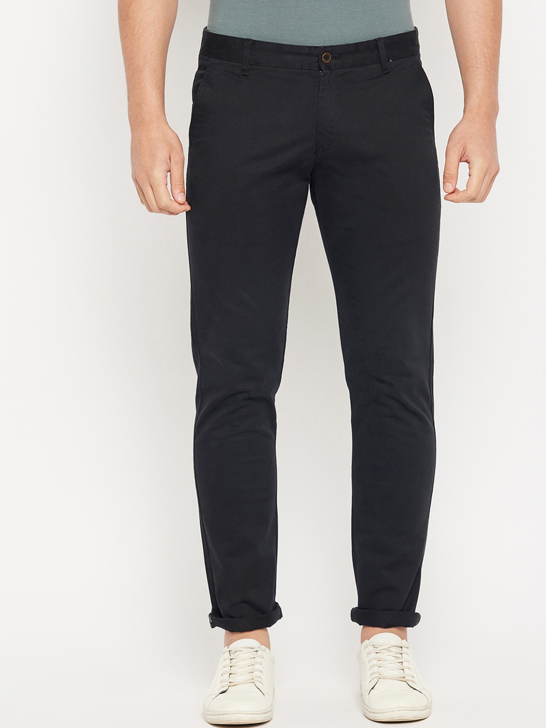 

Duke Men Slim Fit Mid-Rise Cotton Chino Trousers, Black