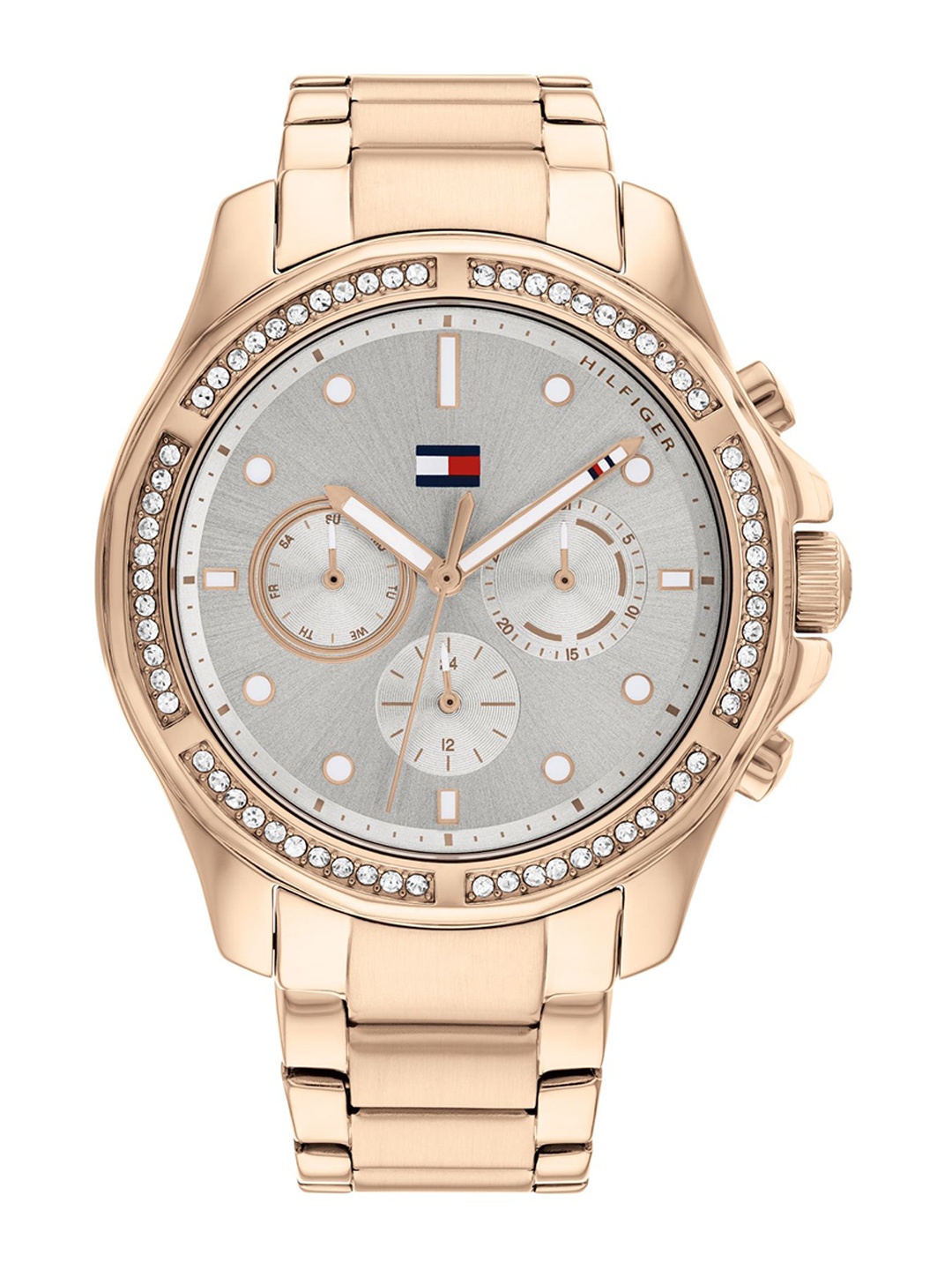 

Tommy Hilfiger Women Embellished Dial & Stainless Steel Bracelet Analogue Watch TH1782572, Gold