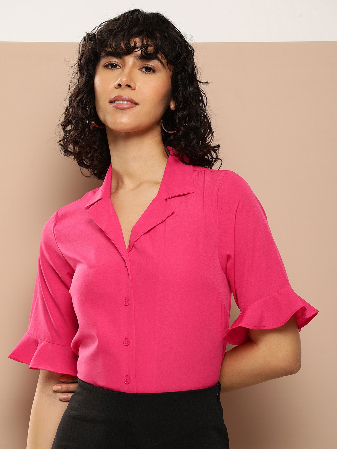 encore by INVICTUS Solid Regular Fit Casual Shirt, Pink