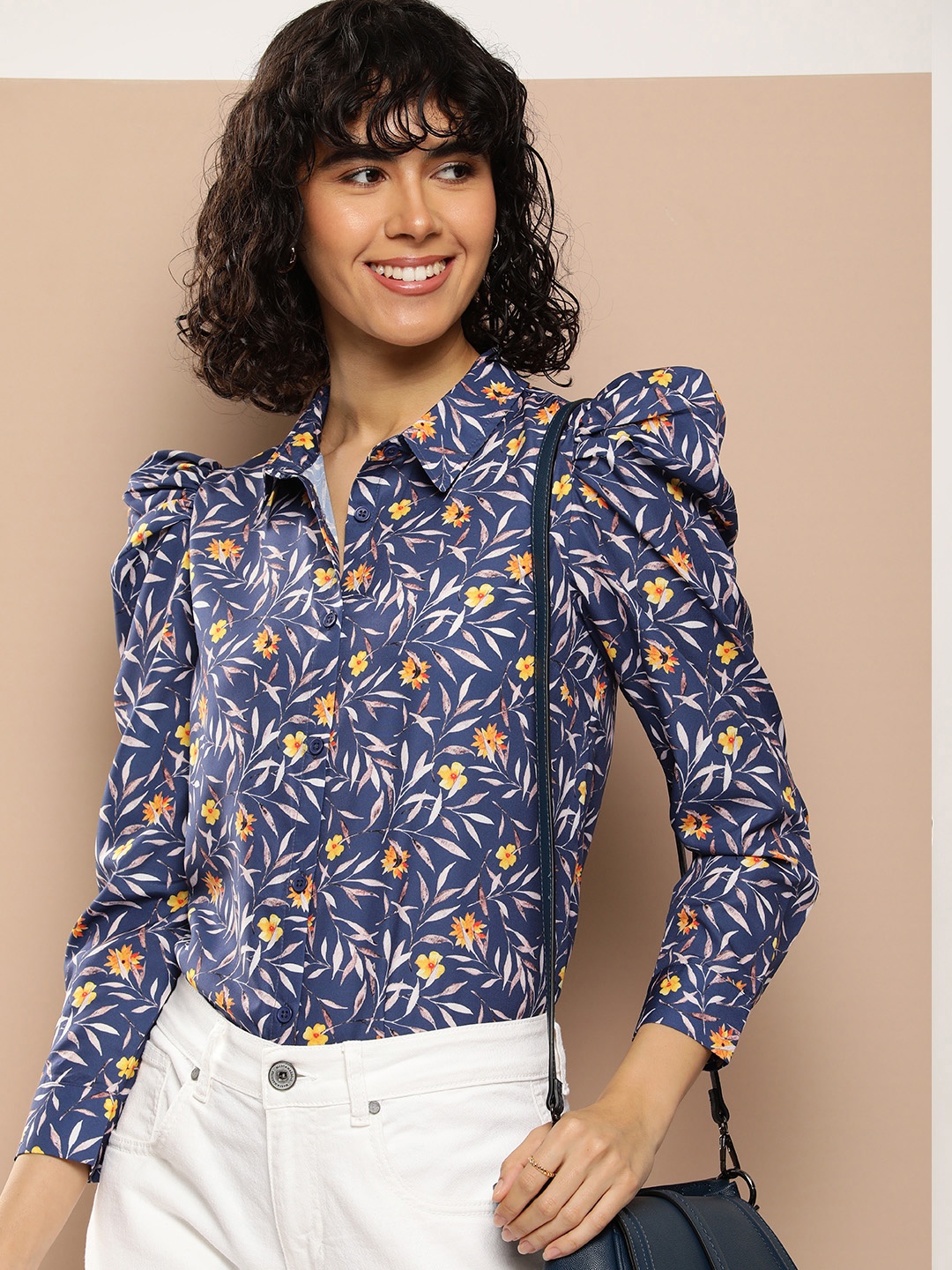 

encore by INVICTUS Floral Printed Casual Shirt, Blue
