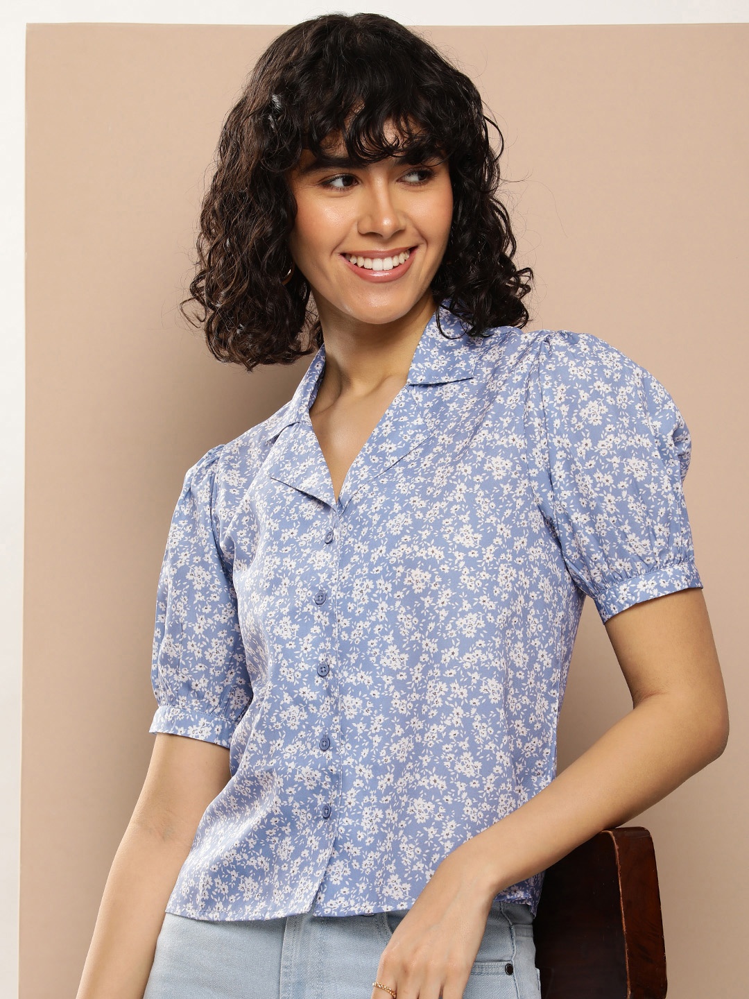 

encore by INVICTUS Floral Printed Casual Shirt, Blue