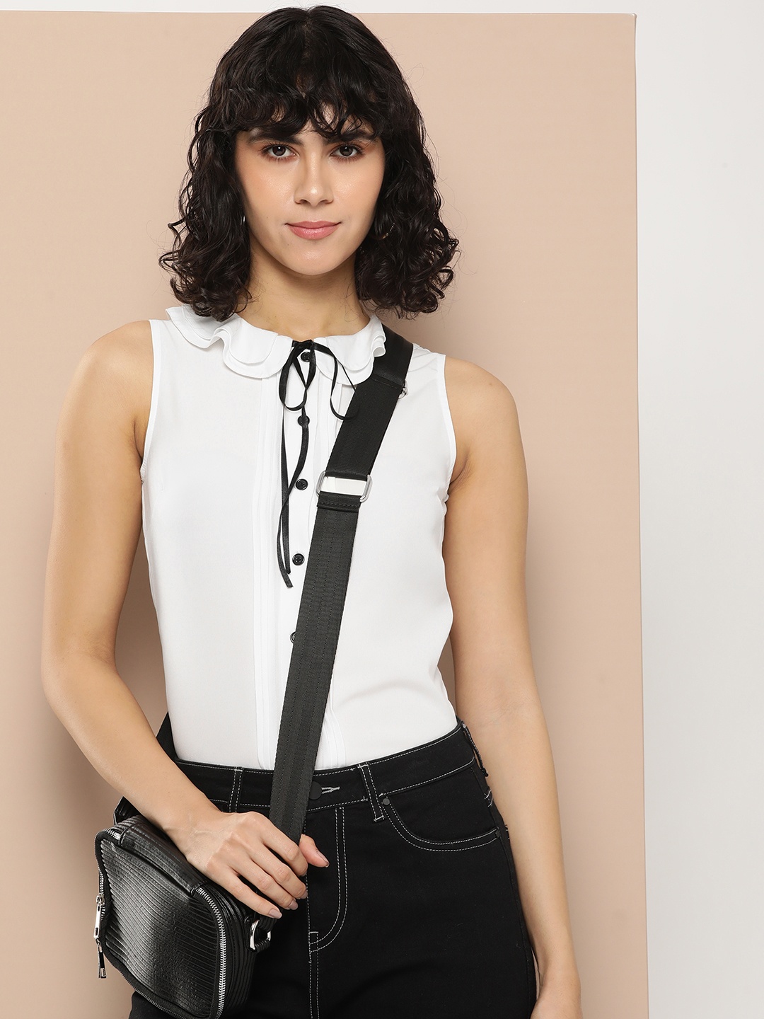 

encore by INVICTUS Peter Pan Collar Shirt Style Top, White