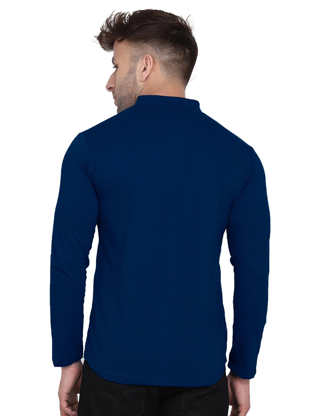 

Try This Classic Band Collar Cotton Casual Shirt, Blue
