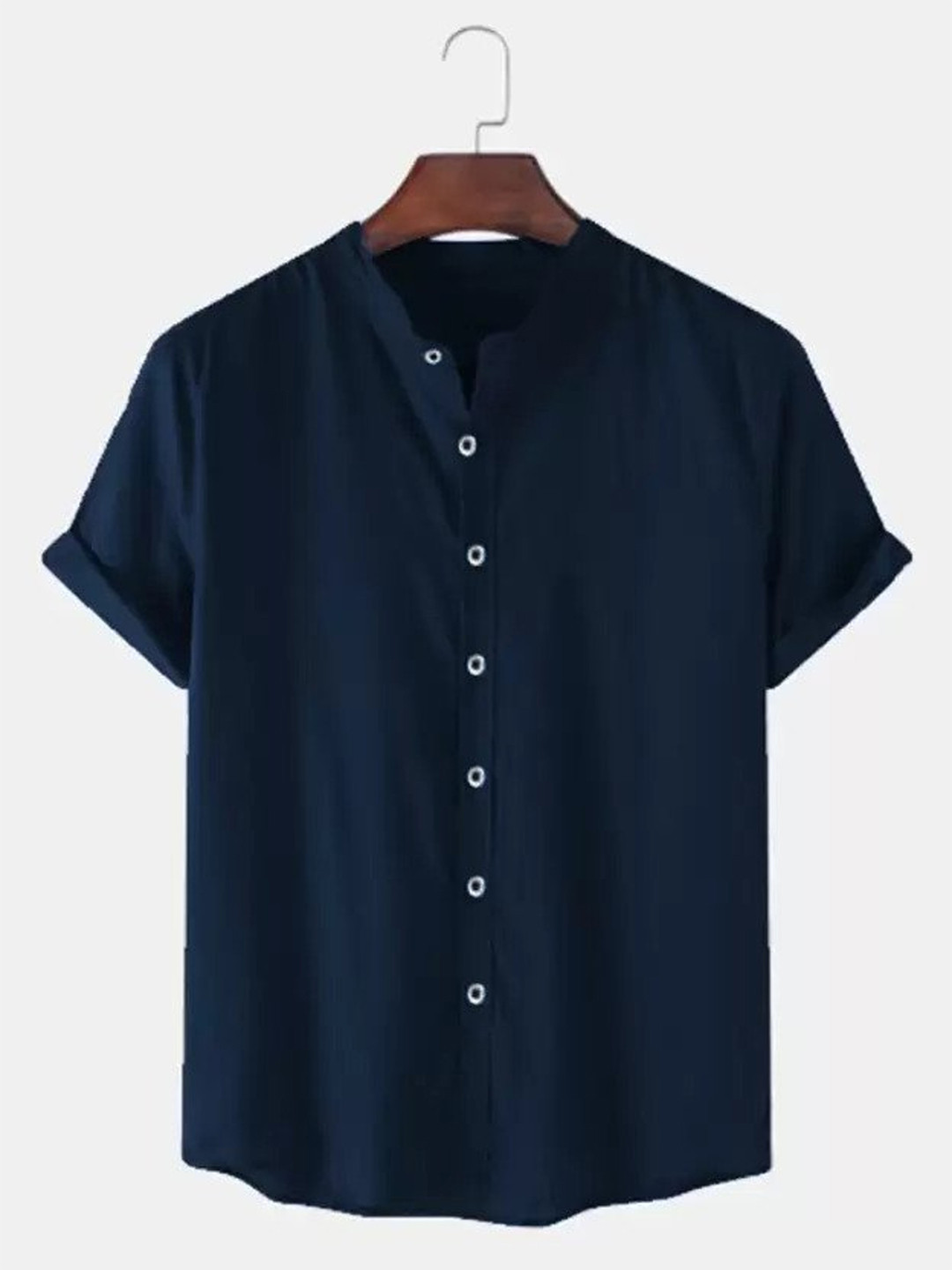 

Try This Classic Fit Band Collar Casual Shirt, Blue