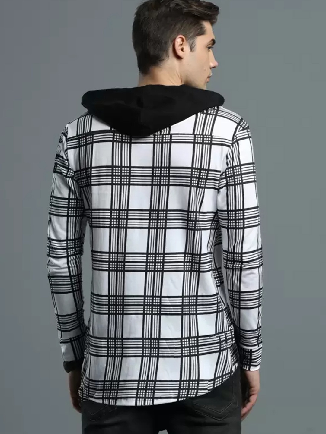 

Try This Classic Tartan Checked Hooded Cotton Casual Shirt, White