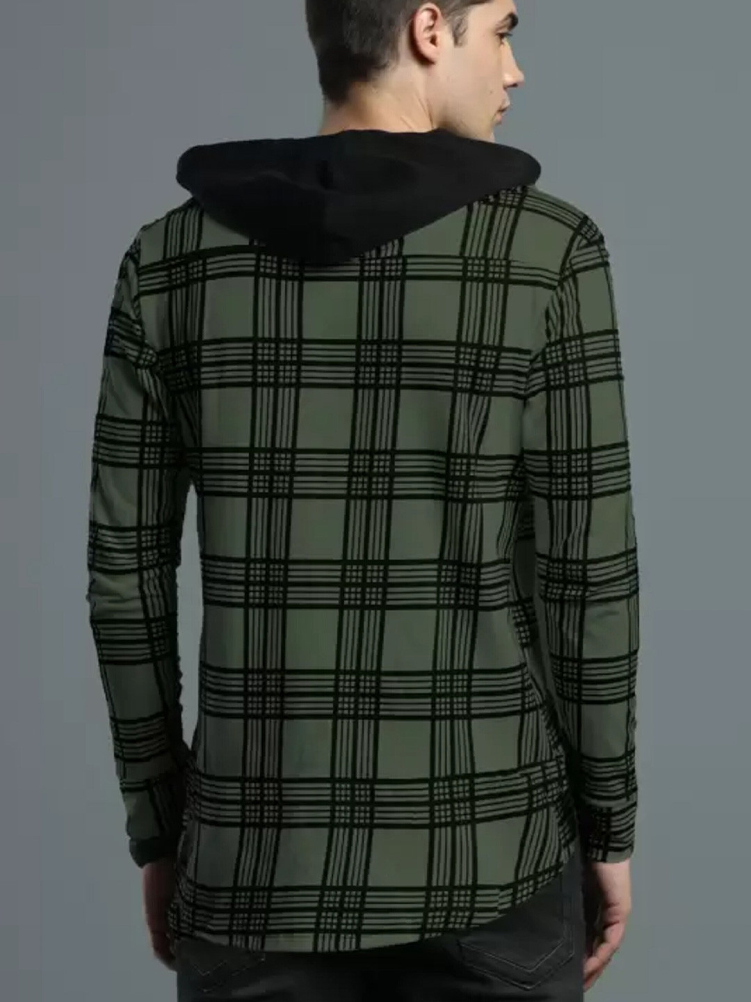 

Try This Classic Tartan Checked Hooded Opaque Casual Shirt, Green