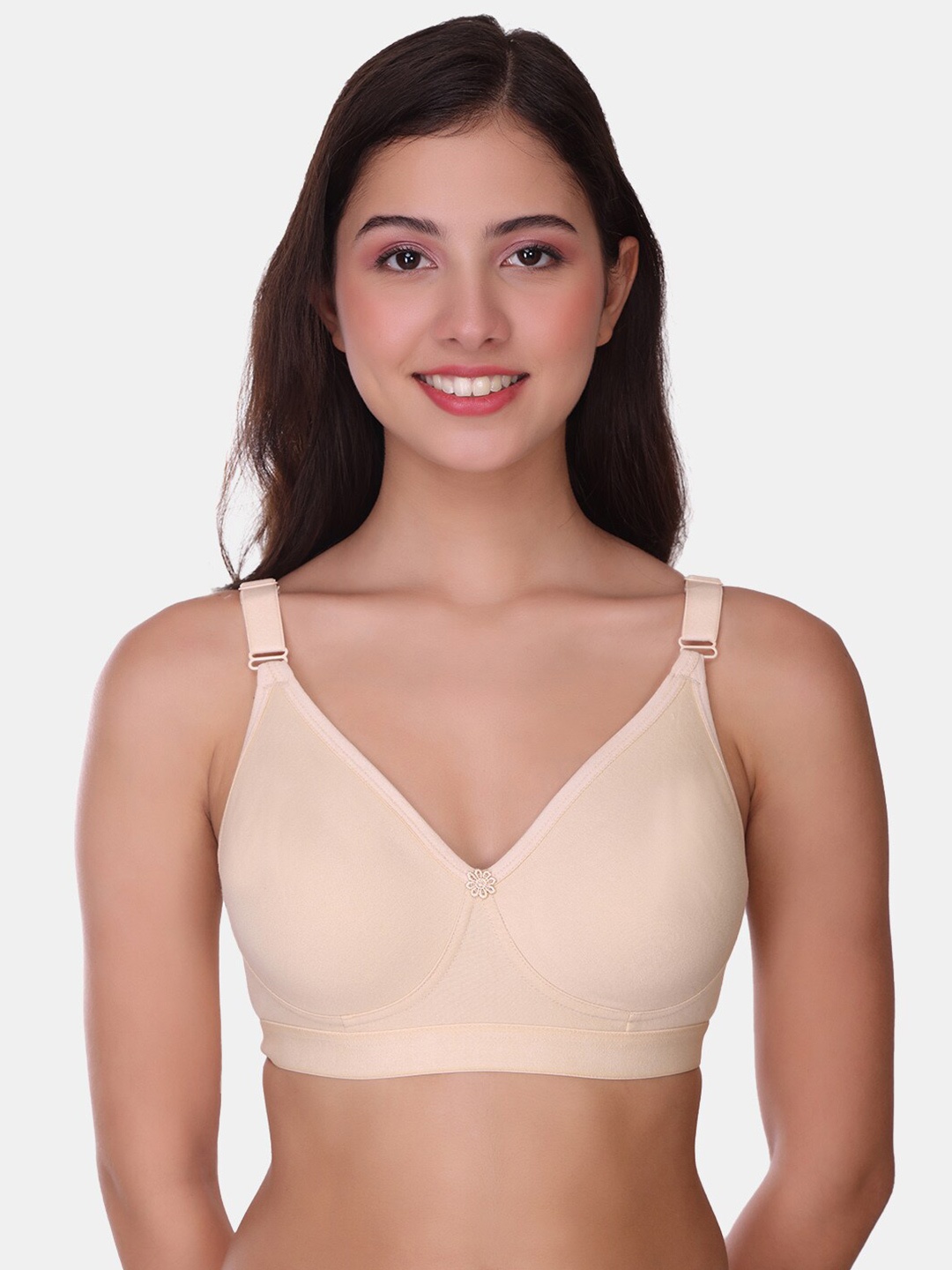 

POOJA RAGENEE Double Layer Full Coverage Non-Padded All Day Comfort Cotton Bra, Nude