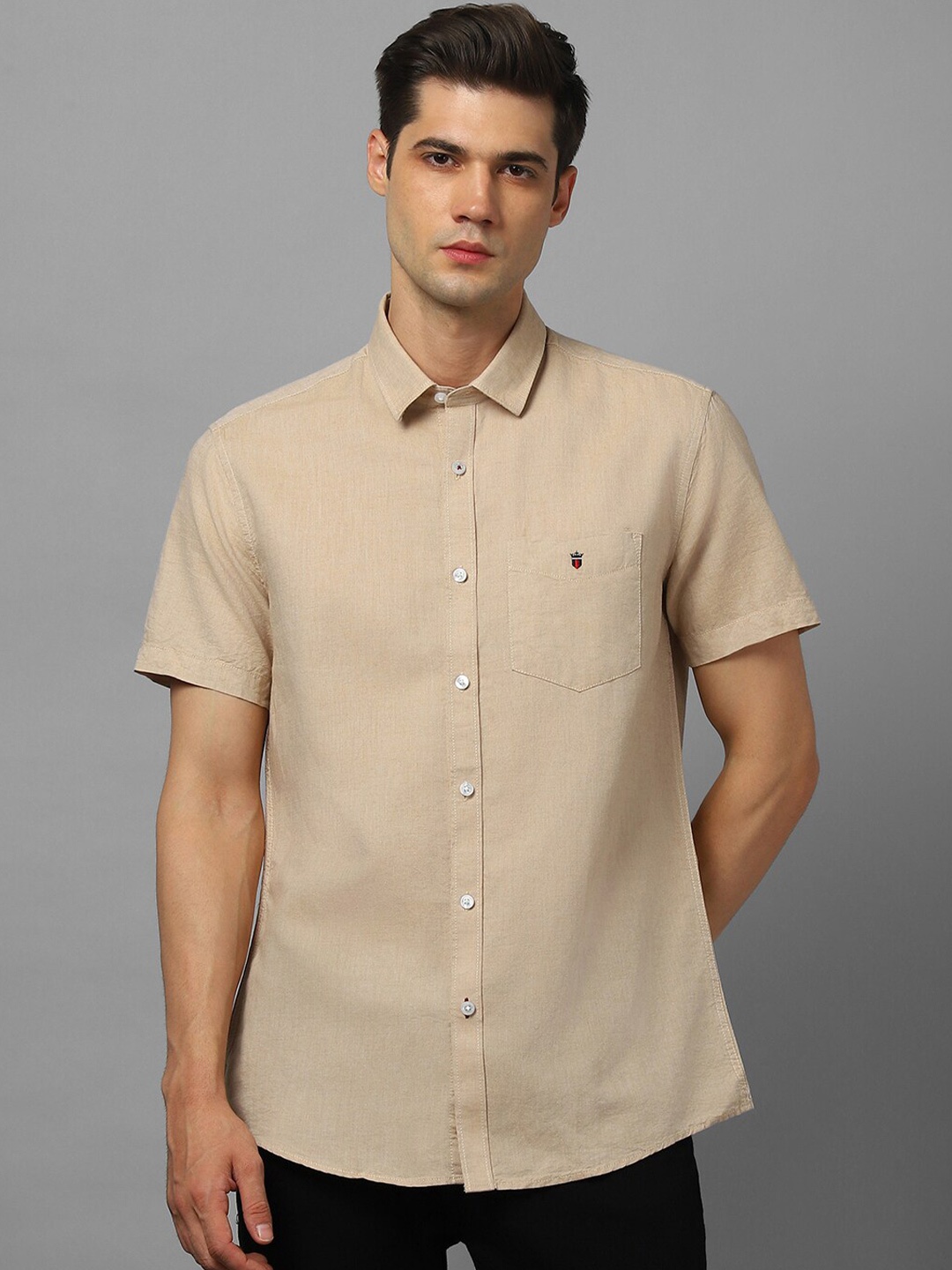 

Louis Philippe Sport Spread Collar Casual Shirt, Beige
