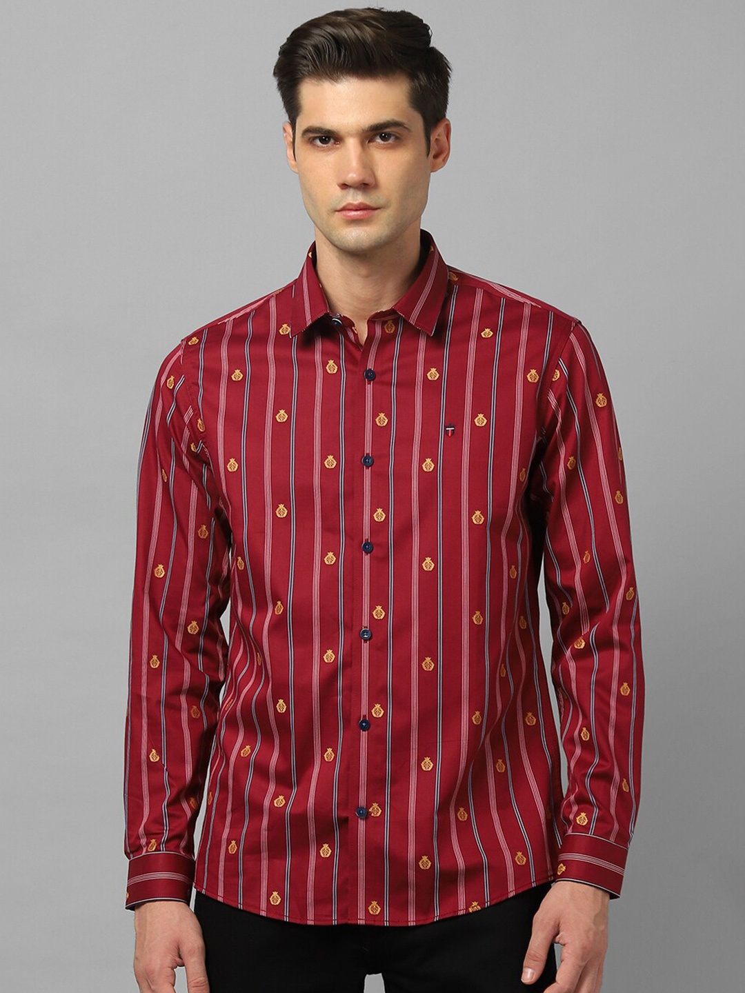 

Louis Philippe Sport Striped Pure Cotton Casual Shirt, Maroon