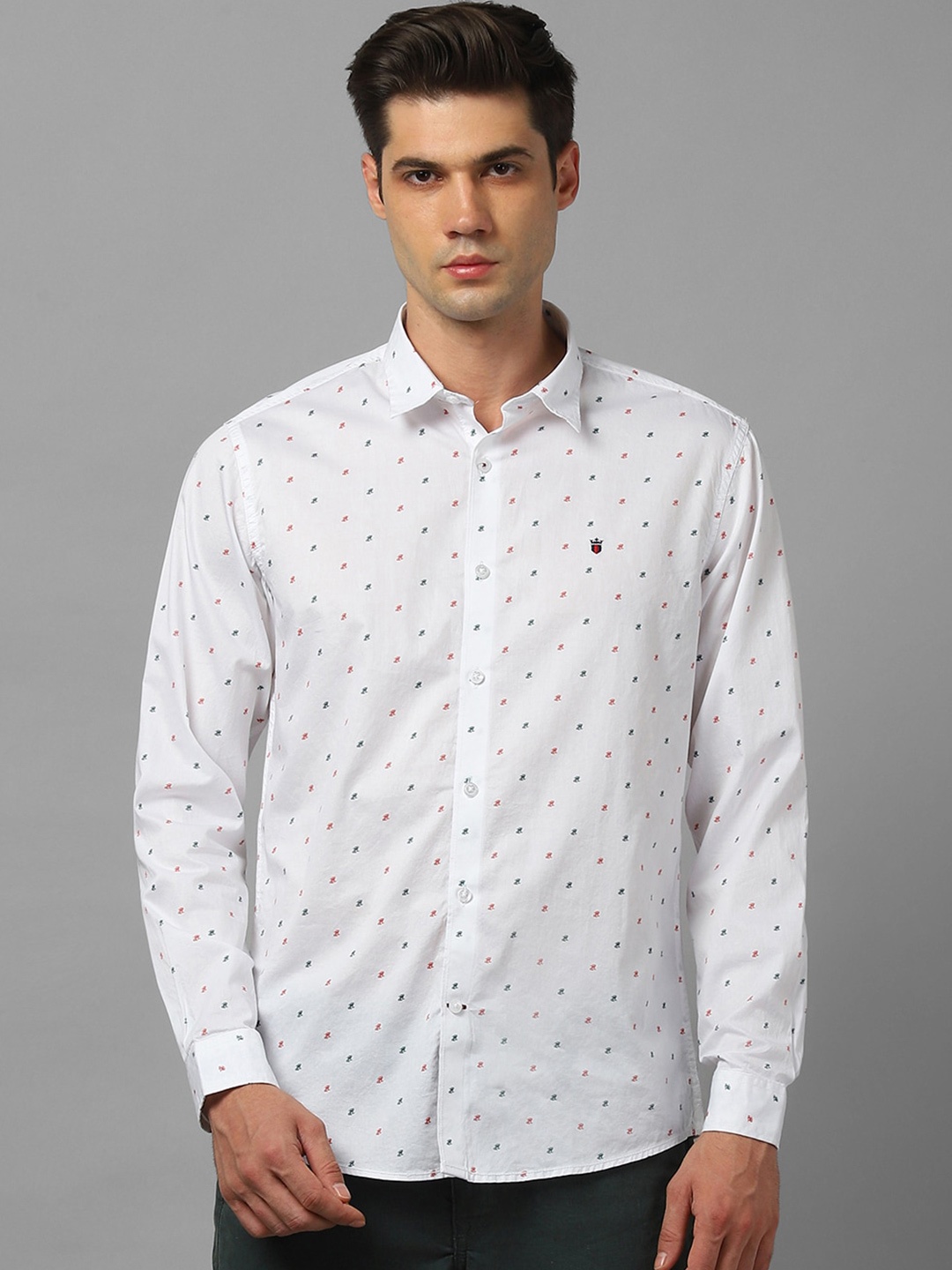 

Louis Philippe Sport Micro Ditsy Printed Pure Cotton Casual Shirt, White