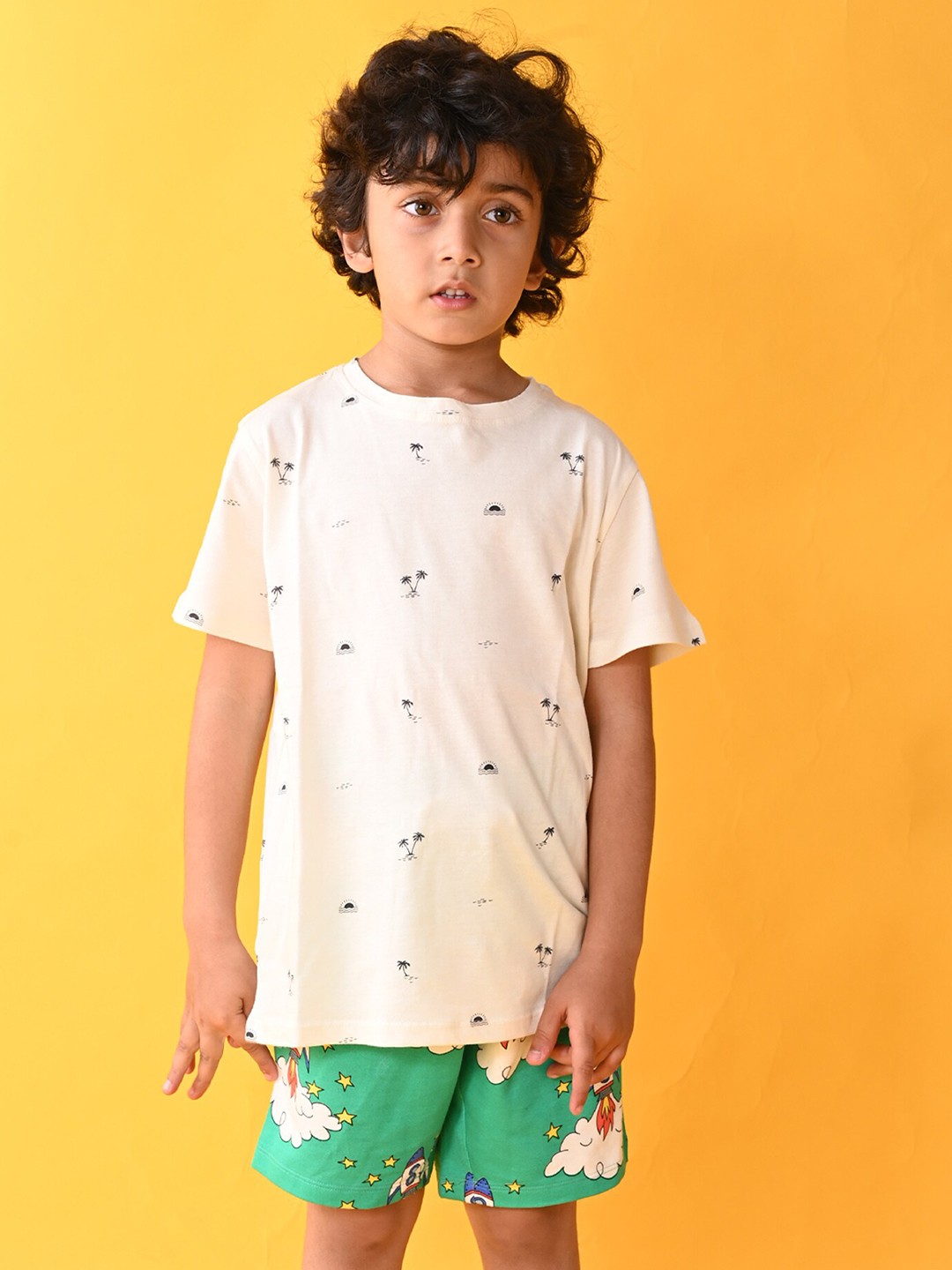

Anthrilo Boys Printed Pure Cotton Clothing Set, White