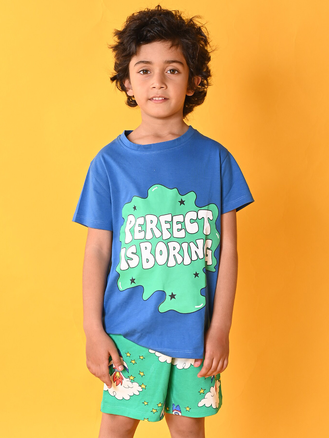 

Anthrilo Boys Printed T-shirt with Shorts, Blue