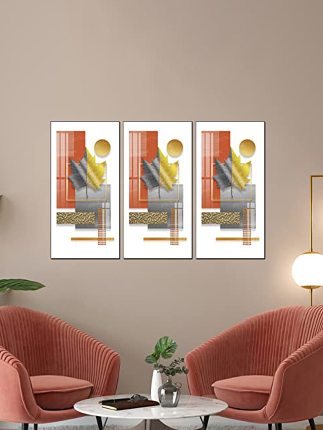 

Perpetual White & Yellow 3 Pieces Abstract Painting Wall Arts