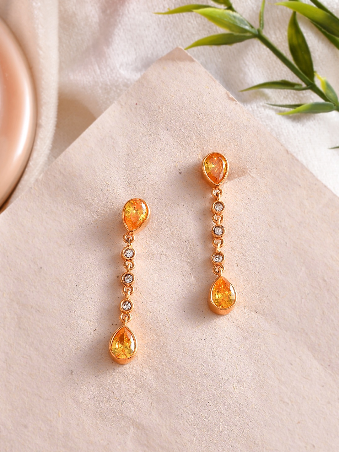 

Voylla Gold-Plated Contemporary Drop Earrings