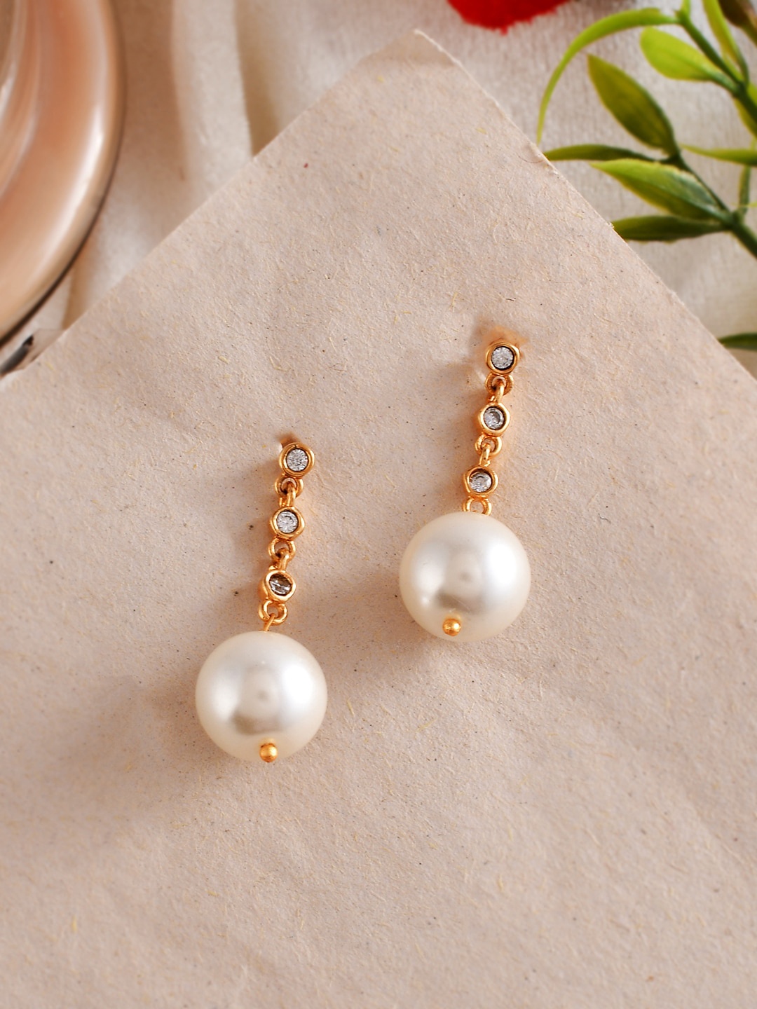 

Voylla Gold-Plated Contemporary Drop Earrings