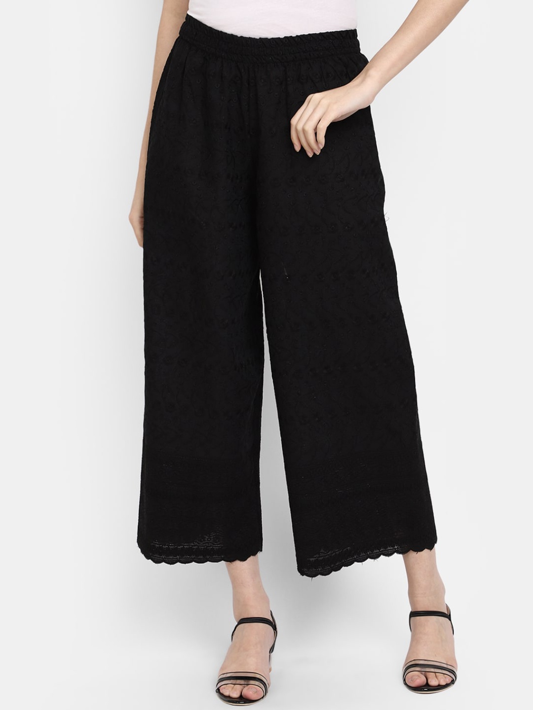 

V-Mart Women Mid Rise Cotton Culottes, Black