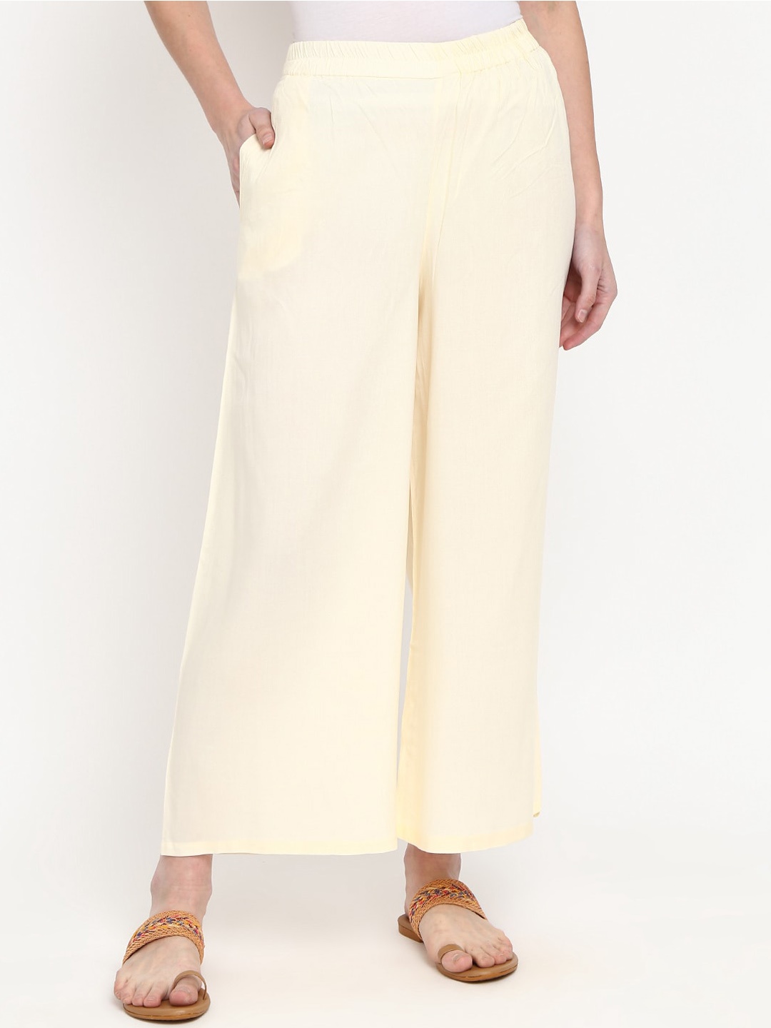 

V-Mart Women Mid Rise Cotton Palazzo, Off white