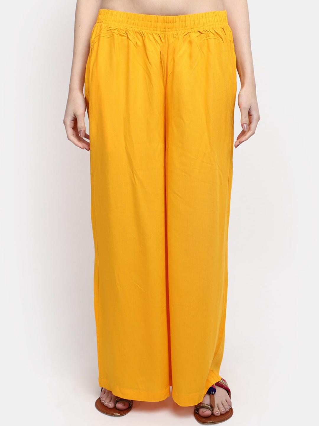

V-Mart Women Mid-Rise Regular Palazzo, Yellow