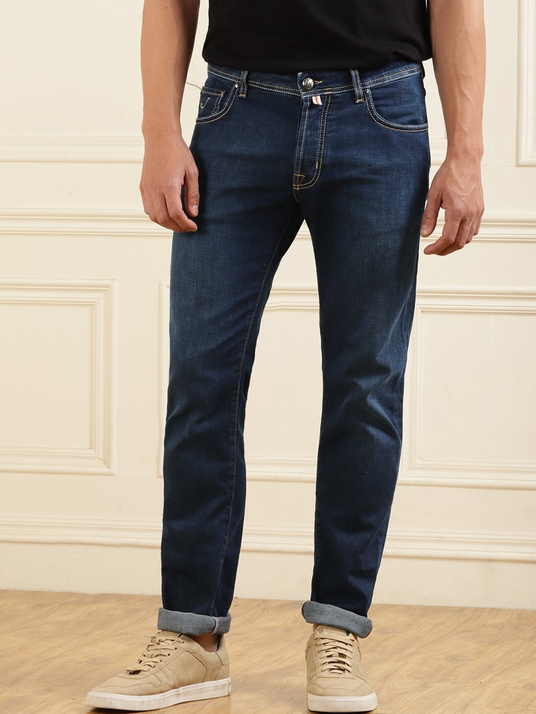 

Jacob Cohen Men Clean Look Mid Rise Cotton Jeans, Blue