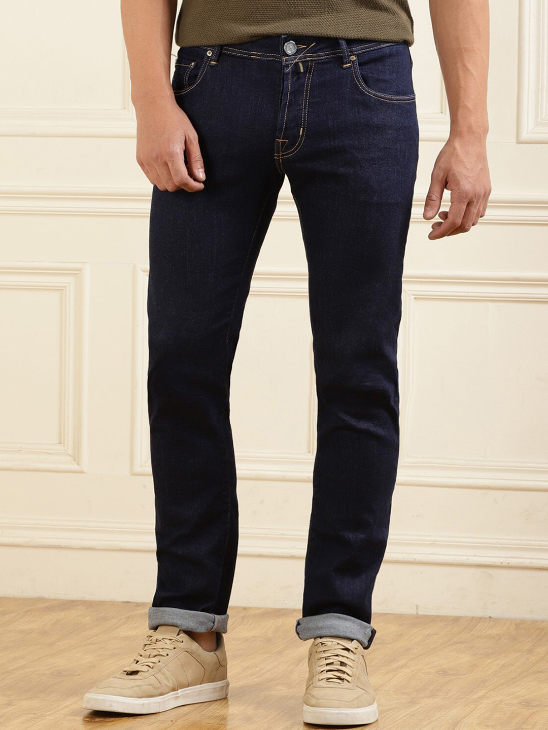 

Jacob Cohen Men Clean Look Mid Rise Cotton Jeans, Navy blue