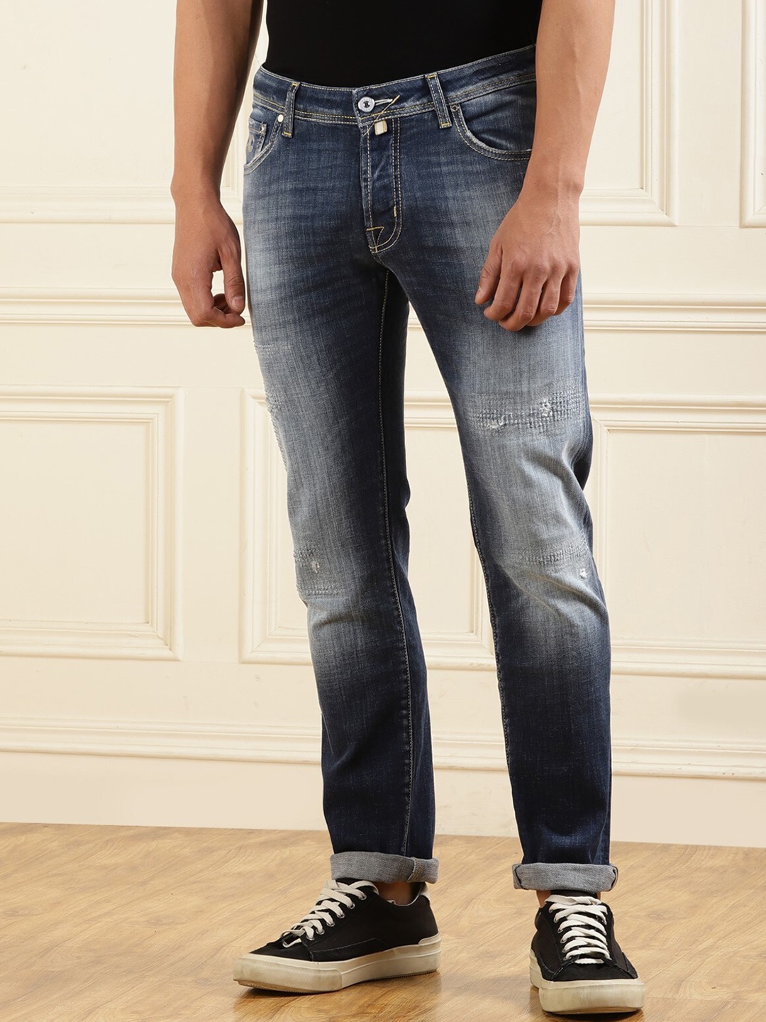 

Jacob Cohen Men Midly Distressed High Fade Cotton Jeans, Blue