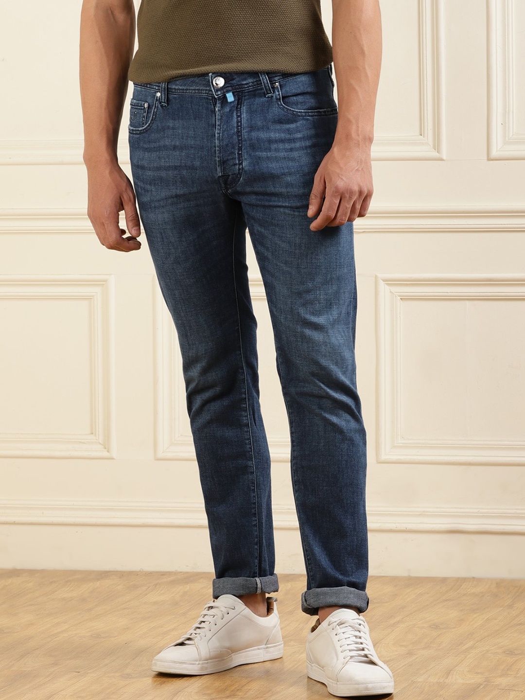 

Jacob Cohen Clean Look Mid Rise Cotton Jeans, Blue