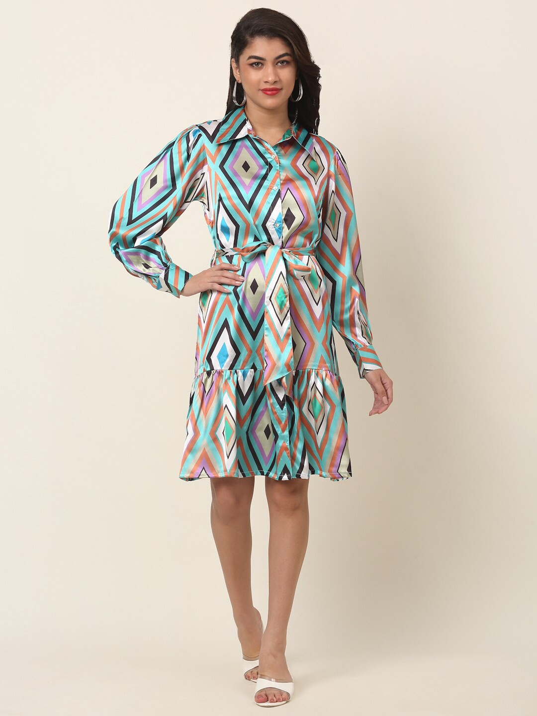 

plusS Blue Print Shirt Dress