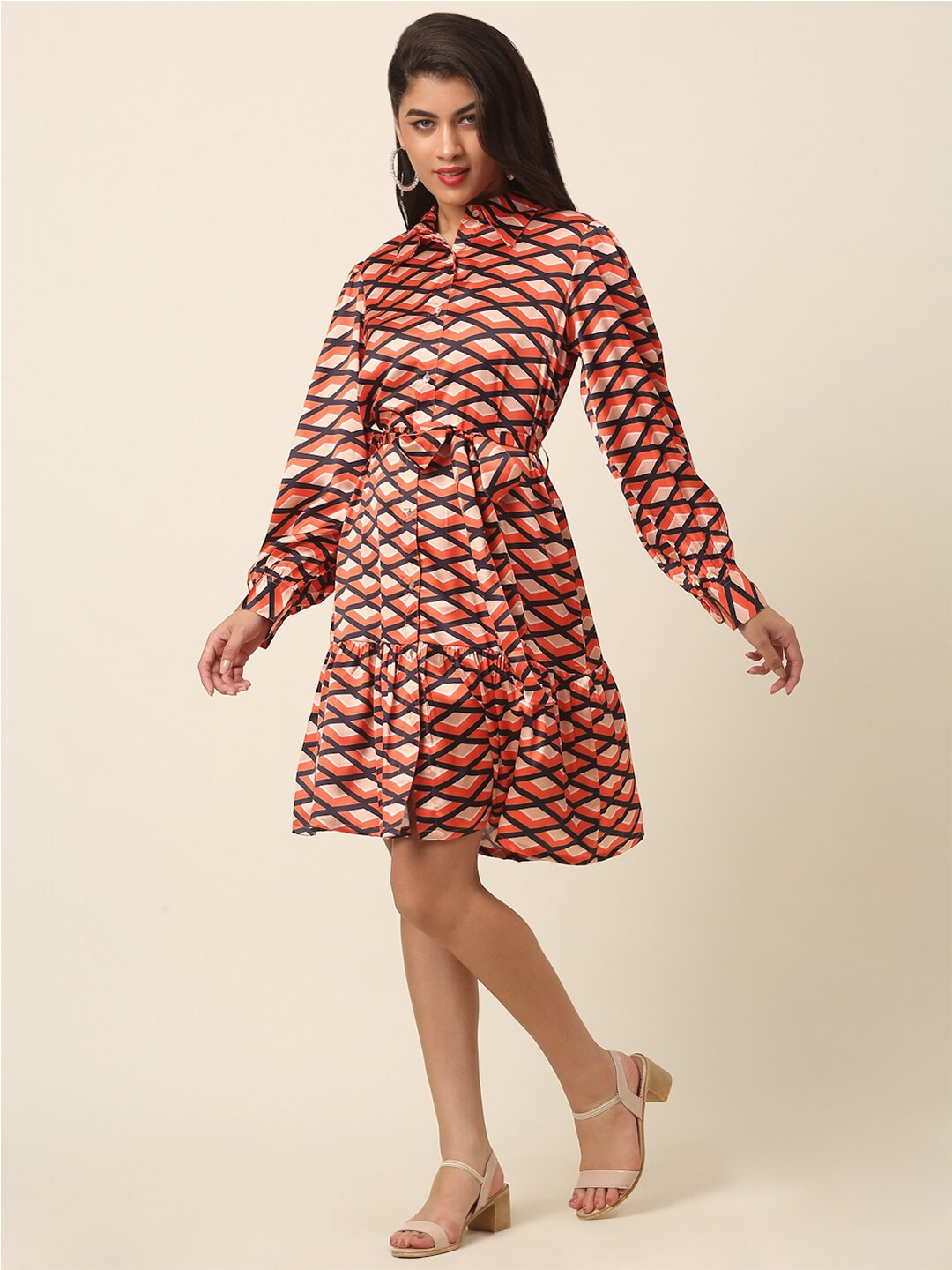 

plusS Coral Print Shirt Dress