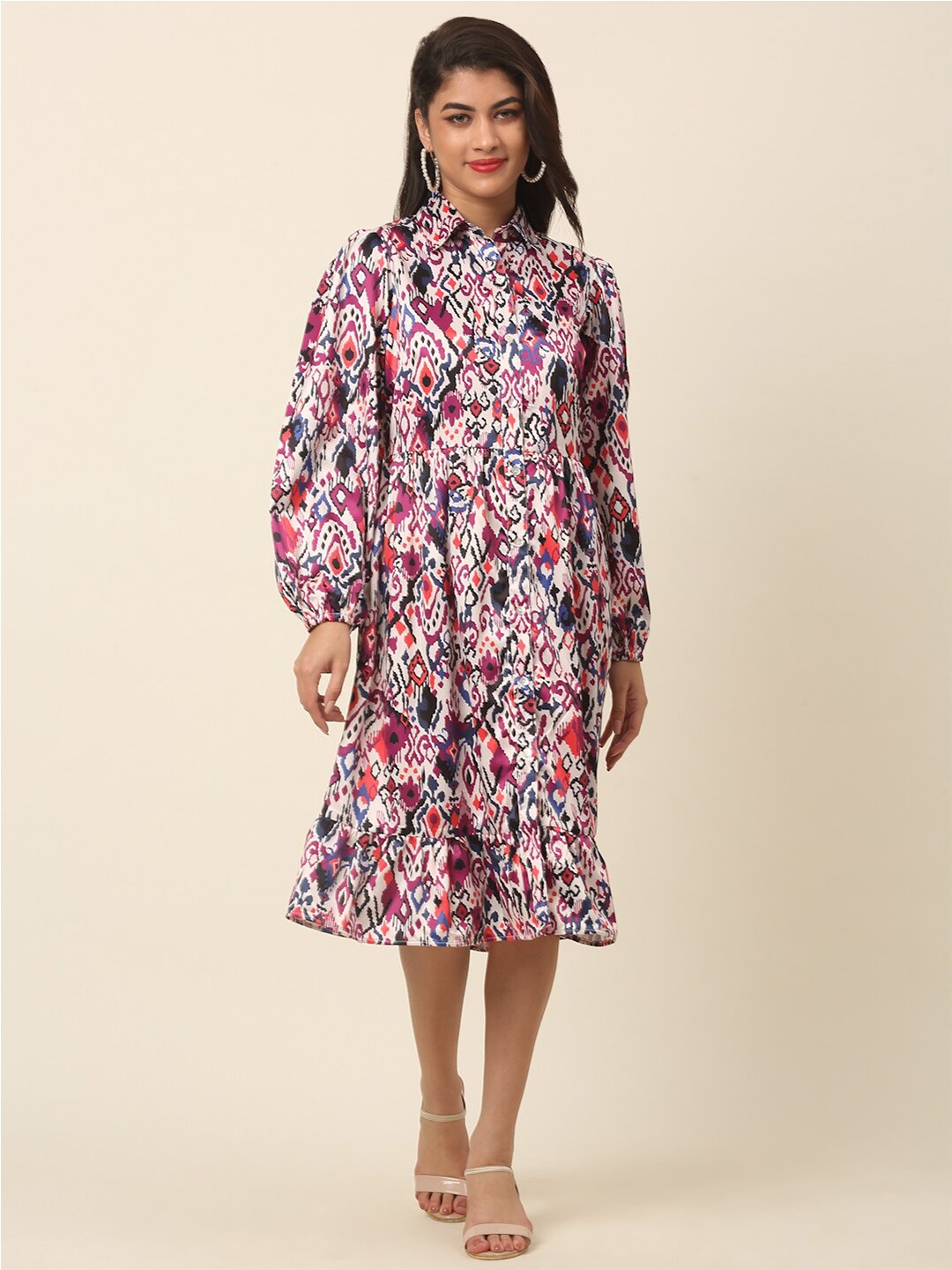 

plusS Pink Floral Print Shirt Dress