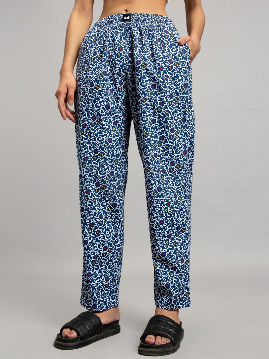

Bewakoof Blue Abstract Printed Lounge Pants